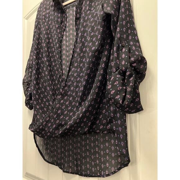 Japna Women’s Hi-Low Hem Sheer Silky Handkerchief Wrap Top‎ Size M Multicolor - Picture 3 of 5